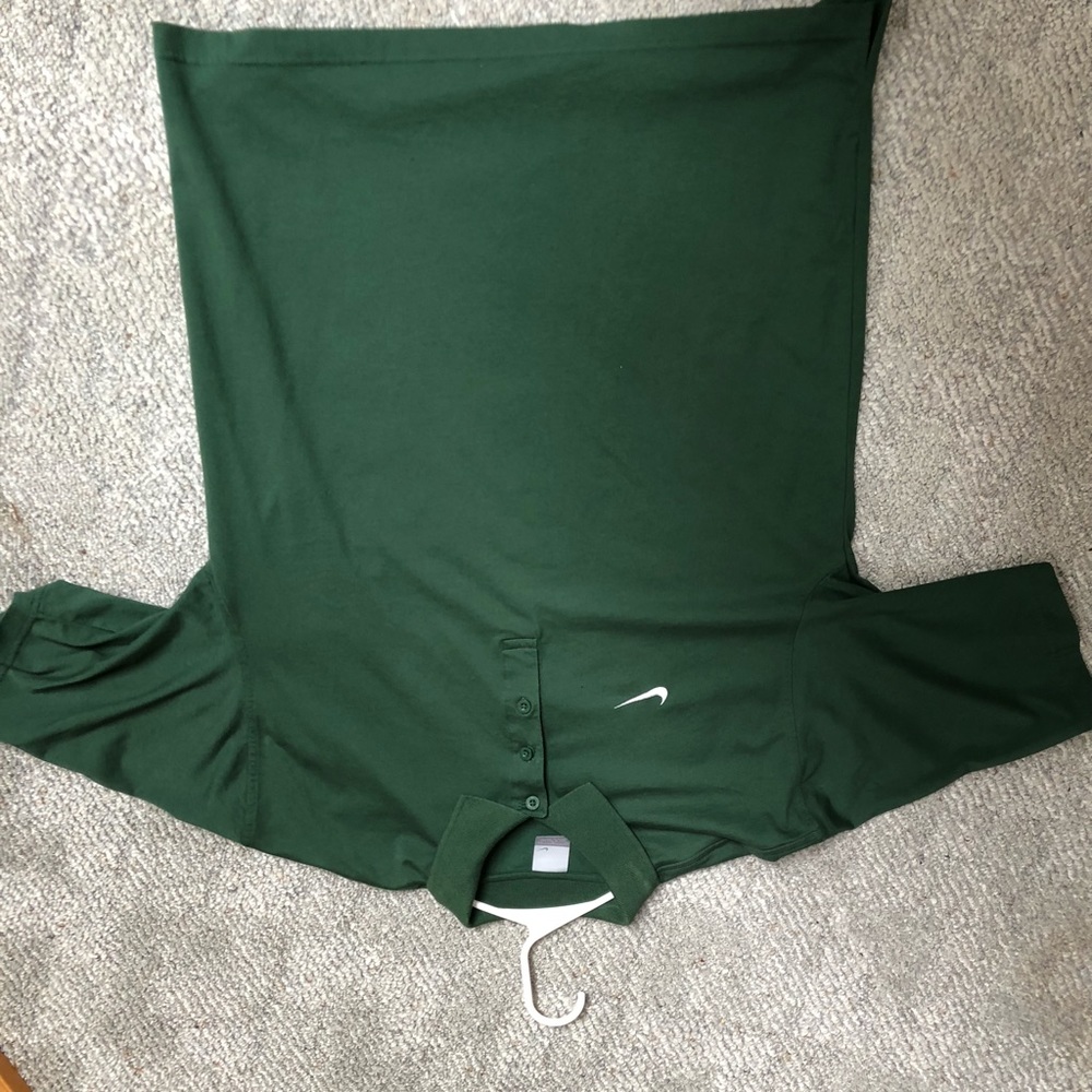Green Nike quarter button polo